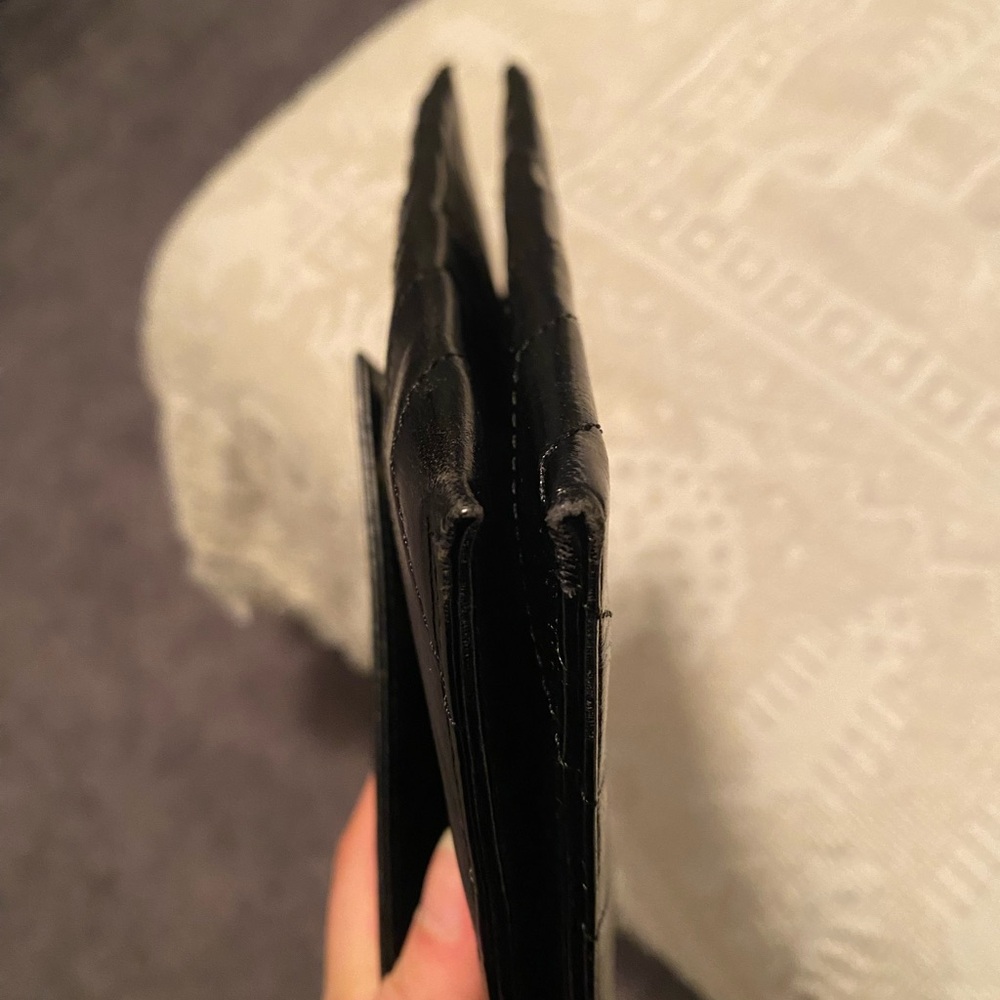 Yves Saint Laurent Black Leather Chevron Pouch Envelope Clutch - Picture 16 of 16